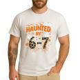 Haunted By 6-7 Halloween Math Teacher Joke Men's Casual T-Shirt White Haunted By 6-7 Halloween Math Teacher Joke Men's Casual T-Shirt White