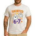 Haunted 67 Ghost Math Teacher Halloween Costume Math Pun Men's Casual T-Shirt White