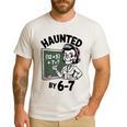 Haunted 67 Skeleton Math Teacher Halloween Costume Math Pun Men's Casual T-Shirt White