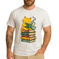 Kawaii Cats Lover Coffee Books Teacher Librarian Cat Men's Casual T-Shirt White Kawaii Cats Lover Coffee Books Teacher Librarian Cat Men's Casual T-Shirt White