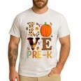 Love Pre-k Teacher Shirts Autumn Fall Pumpkin Fall Leopard Men's Casual T-Shirt White