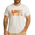 Love Preschool Happy Fall Thanksgiving Women Teacher Men's Casual T-Shirt White Love Preschool Happy Fall Thanksgiving Women Teacher Men's Casual T-Shirt White