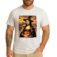 Mona Lisa Pumpkin Halloween Art Teacher Witchy Women Kids Men's Casual T-Shirt White