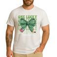 One Lucky Teacher Coquette Bow St Patricks Day Teacher Men's Casual T-Shirt White One Lucky Teacher Coquette Bow St Patricks Day Teacher Men's Casual T-Shirt White