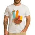 One Thankful Teacher Thanksgiving Turkey Peace Hand Sign Men's Casual T-Shirt White One Thankful Teacher Thanksgiving Turkey Peace Hand Sign Men's Casual T-Shirt White