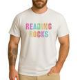 READING ROCKS English Teacher ELA ABCD Read Star Kinder Men's Casual T-Shirt White READING ROCKS English Teacher ELA ABCD Read Star Kinder Men's Casual T-Shirt White