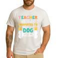 Teacher Off Duty Promoted To Stay At Home Dog Mom Teachers Men's Casual T-Shirt White