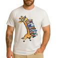 Teacher Shirt Giraffe Holding Books Bookworm Librarian Men's Casual T-Shirt White Teacher Shirt Giraffe Holding Books Bookworm Librarian Men's Casual T-Shirt White