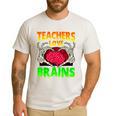 Teacher Teachers Love Brains Skeleton Hand Heart Halloween Men's Casual T-Shirt White