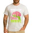 Teachers Love Brains Zombie Teacher Halloween Zombies Men's Casual T-Shirt White
