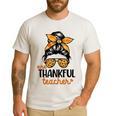 Thanksgiving Shirt Teacher Women Messy Bun Thankful Teacher Men's Casual T-Shirt White Thanksgiving Shirt Teacher Women Messy Bun Thankful Teacher Men's Casual T-Shirt White