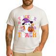 Trick Or Teach Groovy Teacher Ghost Halloween Teacher Men's Casual T-Shirt White Trick Or Teach Groovy Teacher Ghost Halloween Teacher Men's Casual T-Shirt White