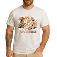 Trick Or Teach Groovy Teacher Halloween Floral Ghost Men's Casual T-Shirt White