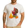 Turkey Reading Books Fall Thanksgiving Teacher Book Men's Casual T-Shirt White