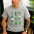 10 Types Of Cactus Succulent Teacher Chart Cactus Lover Tee Men's Casual T-Shirt Sport Grey