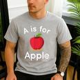 A Is For Apple Toddler Kindergarten Preschool Teacher Men's Casual T-Shirt Sport Grey A Is For Apple Toddler Kindergarten Preschool Teacher Men's Casual T-Shirt Sport Grey