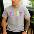 Back To School Neon Checkered First Grade Colorful Teacher Men's Casual T-Shirt Sport Grey Back To School Neon Checkered First Grade Colorful Teacher Men's Casual T-Shirt Sport Grey