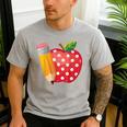Back To School Pencil And Apple Teacher Student Men's Casual T-Shirt Sport Grey