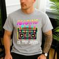 Back To School Retro Reading Is My Jam 80s Teacher Boombox Men's Casual T-Shirt Sport Grey
