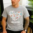 Believe In Yourself YOU MATTER Teachers Big Heart Men's Casual T-Shirt Sport Grey