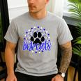 Blue Bobcats School Spirit Coquette Bow Mascot Teacher Men's Casual T-Shirt Sport Grey