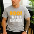 Boo I'm Your Homework Halloween Teacher Costume Men's Casual T-Shirt Sport Grey