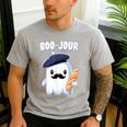 Boo Jour Ghost French Teacher Vintage Teacherlife Groovy Men's Casual T-Shirt Sport Grey