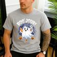 Boo Jour Ghost Halloween French Teacher Cute Coffe Croissant Men's Casual T-Shirt Sport Grey