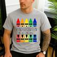 Colorful Crayon Kindergarten Team Tee For Teachers Students Men Women Kids Men's Casual T-Shirt Sport Grey