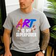 Cool Art For Men Women Art Teacher Artist Painter Superpower Men's Casual T-Shirt Sport Grey Cool Art For Men Women Art Teacher Artist Painter Superpower Men's Casual T-Shirt Sport Grey