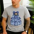 Coquette Bow Book Tree Merry Christmas Xmas Teacher Holiday Men's Casual T-Shirt Sport Grey