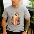 Coquette Music Note Patchwork Ghost Music Teacher Halloween Men's Casual T-Shirt Sport Grey
