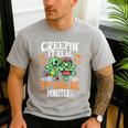 Creepin It Real Monster School 3rd Grade Teacher Halloween Men's Casual T-Shirt Sport Grey