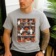 Cute Ghost Book Reading Books Lover Spooky Teacher Halloween Men's Casual T-Shirt Sport Grey