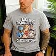 Easily Distracted By Cats & History Teacher Women Men Men's Casual T-Shirt Sport Grey Easily Distracted By Cats & History Teacher Women Men Men's Casual T-Shirt Sport Grey