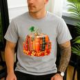 Fall Book Autumn Reading Teacher Halloween Pumpkin Season Men's Casual T-Shirt Sport Grey