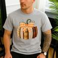 Fall Book Pumpkin Halloween Teacher Librarian Thanksgiving Men's Casual T-Shirt Sport Grey