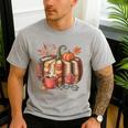Fall Book Pumpkin Retro Reading Halloween Teacher Men's Casual T-Shirt Sport Grey Fall Book Pumpkin Retro Reading Halloween Teacher Men's Casual T-Shirt Sport Grey