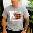 Fall Kindergarten Teacher K Is For Buffalo Plaid Pumpkin Men's Casual T-Shirt Sport Grey
