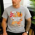 Lets Fall In Love With PE Teacher Thanksgiving Men's Casual T-Shirt Sport Grey Lets Fall In Love With PE Teacher Thanksgiving Men's Casual T-Shirt Sport Grey