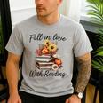 Fall In Love With Reading Book Autumn Teachers Pumpkins Men's Casual T-Shirt Sport Grey Fall In Love With Reading Book Autumn Teachers Pumpkins Men's Casual T-Shirt Sport Grey