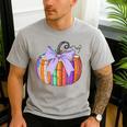 Fall Pumpkin Books Lover Halloween Teacher Teaching Staff Men's Casual T-Shirt Sport Grey