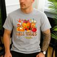 Fall Vibes Costume Teacher Thanksgiving Leopard Gnome Men's Casual T-Shirt Sport Grey
