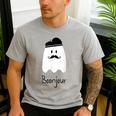 French Teacher Halloween Bonjour Ghost Men's Casual T-Shirt Sport Grey French Teacher Halloween Bonjour Ghost Men's Casual T-Shirt Sport Grey