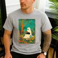 Groovy Ghost Reading Book Cat Halloween Ghost Teacher Men's Casual T-Shirt Sport Grey