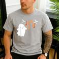 Halloween Music Note Ghost Teacher Fall Musical Instrument Men's Casual T-Shirt Sport Grey