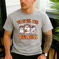 Halloween Teacher Ghosts Trick Or Teach Retro Costume Women Men's Casual T-Shirt Sport Grey Halloween Teacher Ghosts Trick Or Teach Retro Costume Women Men's Casual T-Shirt Sport Grey