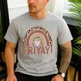 Happy Fri-Yay Friday Lovers Fun Teacher Leopard Rainbow Men Women Girls Kids Men's Casual T-Shirt Sport Grey Happy Fri-Yay Friday Lovers Fun Teacher Leopard Rainbow Men Women Girls Kids Men's Casual T-Shirt Sport Grey