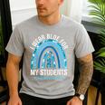 Happy Teacher I Wear Blue For My Students Autism Awareness Men's Casual T-Shirt Sport Grey