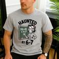 Haunted 67 Skeleton Math Teacher Halloween Costume Math Pun Men's Casual T-Shirt Sport Grey